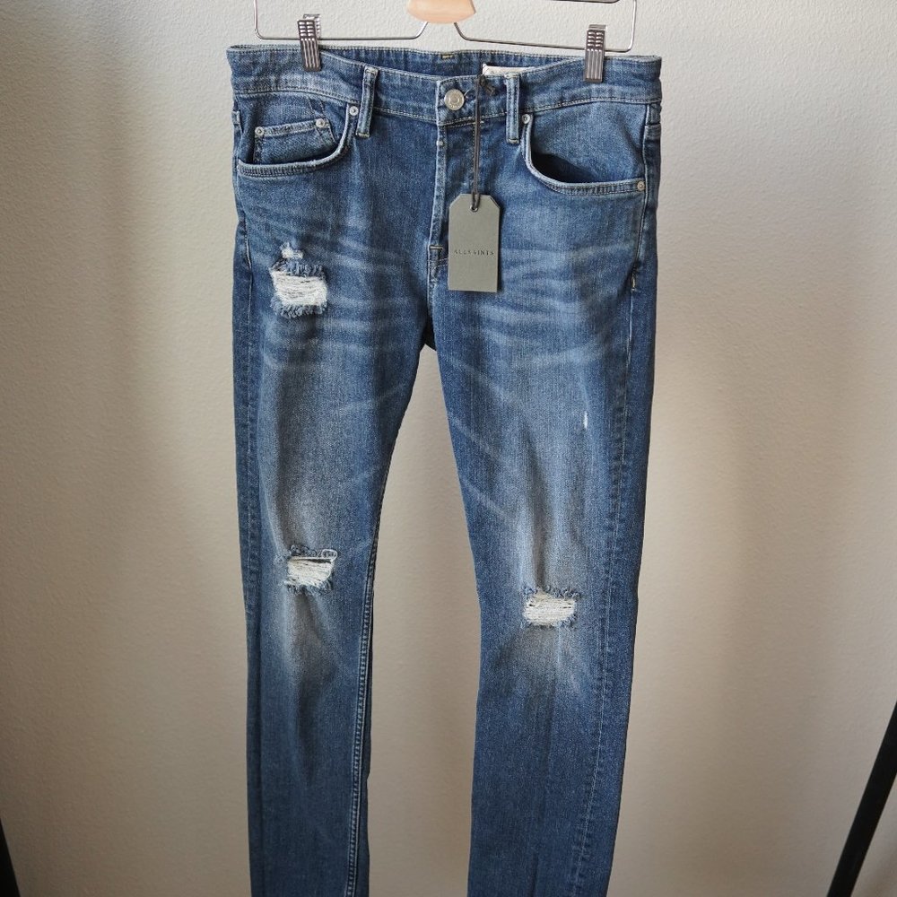All Saints Cigarette Damaged Skinny Jeans